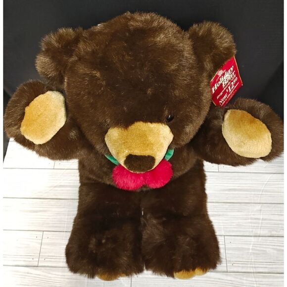 JC Penney Collection Dark Brown 24” Holiday Teddy Bear Stuffed Vintage Toy - Picture 2 of 8